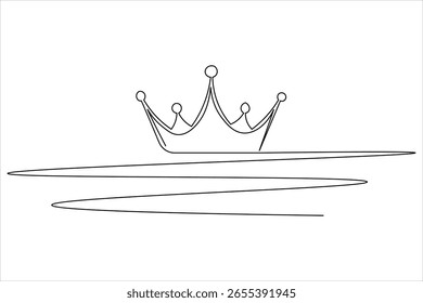 Corona continua de una línea de dibujo de fondo blanco con estilo de contorno minimalista