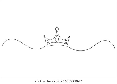 Coroa contínua um desenho de linha de fundo branco com estilo de contorno minimalista