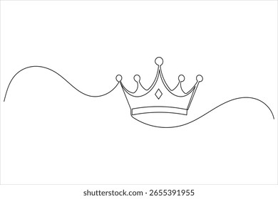 Corona continua de una línea de dibujo de fondo blanco con estilo de contorno minimalista