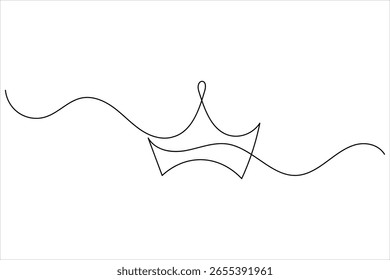 Corona continua de una línea de dibujo de fondo blanco con estilo de contorno minimalista