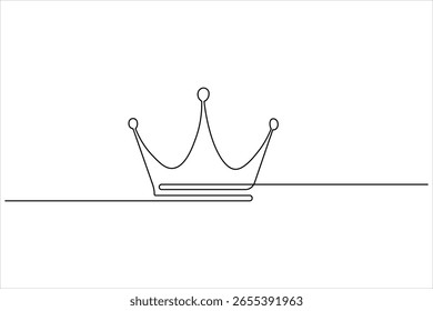 Coroa contínua um desenho de linha de fundo branco com estilo de contorno minimalista