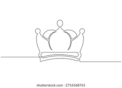 Corona continua de una línea de dibujo de arte minimalista para el diseño del logotipo real sobre fondo blanco