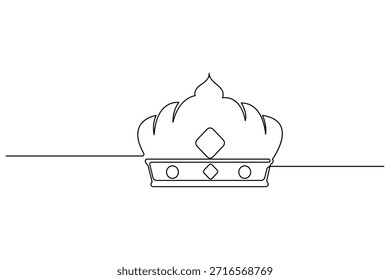 Corona continua de una línea de dibujo de arte minimalista para el diseño del logotipo real sobre fondo blanco