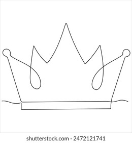 Crown continuous single line royal banner concept Line art outline minimal vector illustration