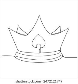 Corona continua línea única concepto de Anuncio real Línea de arte contorno de Ilustración vectorial mínima