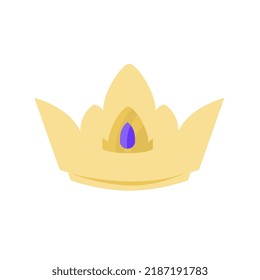 crown or coronet for king or queen. Symbols of monarchy, sovereign authority and power flat with blue and golden shapes isolated on white background. 