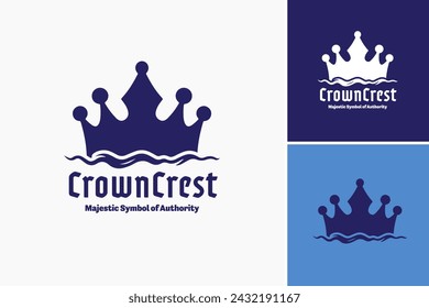 Crown crest logo with majestic authority symbol. Perfect for branding, luxury companies, elegant products, and regal-themed designs. Royal elegance.