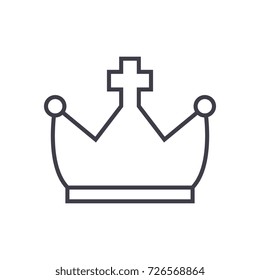 crown with cross vector line icon, sign, illustration on background, editable strokes