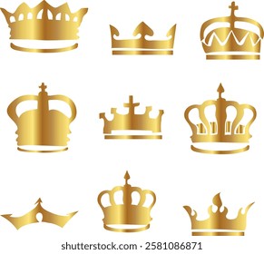 Crown Crowns Set vector illustration. Good for banner, poster, greeting card, party card, invitation, template, advertising, campaign, and social media.