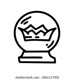 crown in crystal ball line vector doodle simple icon