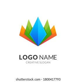 plantilla de logotipo de copa y cristal, estilo de logotipo 3d moderno en colores vivos degradados