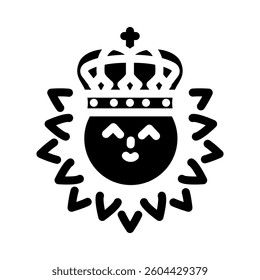 crown cute sun character glyph icon vector. crown cute sun character sign. isolated symbol illustration