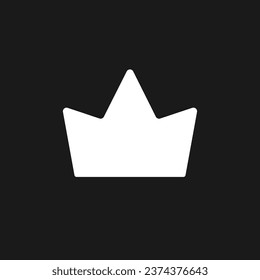 Crown dark mode glyph ui icon. Trusted seller. Top ecommerce store. User interface design. White silhouette symbol on black space. Solid pictogram for web, mobile. Vector isolated illustration