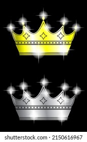 crown decorative image vector gold silver