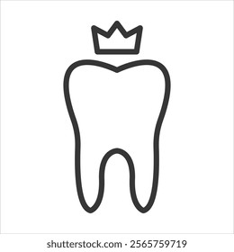 Crown Dental Icon Vector Illustration Outline Style