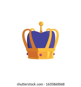 Crown design, Royal king queen luxury jewelry kingdom insignia emperor authority and coronation theme Vector illustration