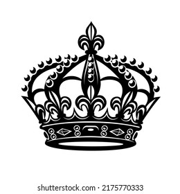 Crown detailed Icon encrusted with diamonds simple style isolated on white background. Royal symbol for your web site design, logo, app, UI. Vector illustration