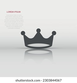 Icono vectorial del diadem de la corona en estilo plano. Ilustración de la corona de regalías sobre fondo blanco aislado. Rey, concepto de la realeza de la princesa.