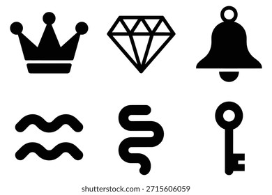 Corona de diamante campana ondas serpiente clave Vector