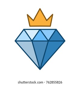 Crown Diamond Class Icon Line Art, a premium quality icon depicting a diamond and a crown.
