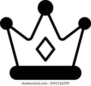 A crown with a diamond in the middle. The crown is black and white. The crown is a symbol of royalty and power