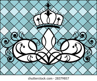 crown with diamond pattern behind