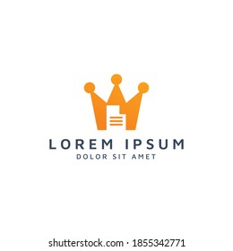 crown and document negative space logo design