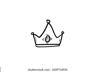 crown doodle drawing icon vector