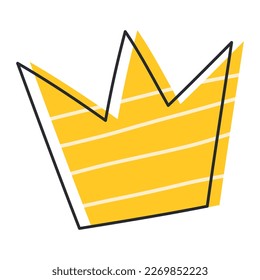 Doodle de la Corona. minimalismo de la corona amarilla dibujada a mano. Concepto de princesa. Ilustración vectorial en un fondo blanco.