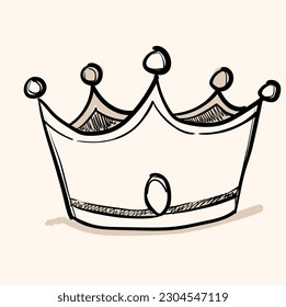 crown doodle icon with background cream