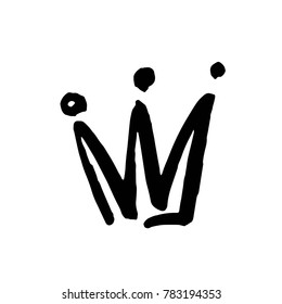 crown doodle icon. Modern brush ink. Isolated on white background. Vector