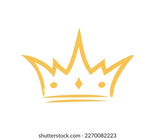 Crown doodle icon. Sticker for social networks and instant messengers. Luxury, power and wealth, ancient treasure. Royal kingdom and monarchy. Cartoon flat vector illustration