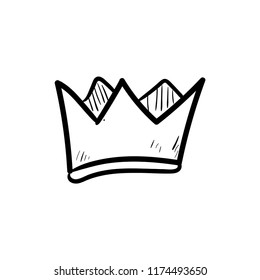 crown doodle icon vector