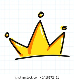 crown doodle icon - Vector