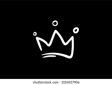 crown doodle icon vector  flat black