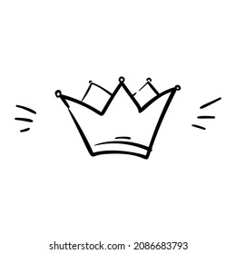 Crown doodle isolated simple drawing black ink line monarchy symbol cartoon