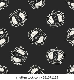 crown doodle seamless pattern background