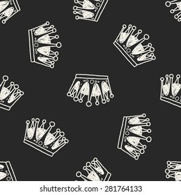 crown doodle seamless pattern background