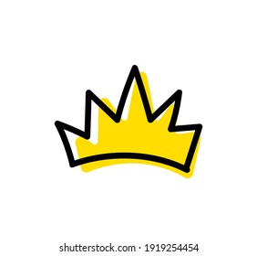 Crown doodle vector icon. Gold crown symbol for logo, emblem. Symbol of royalty