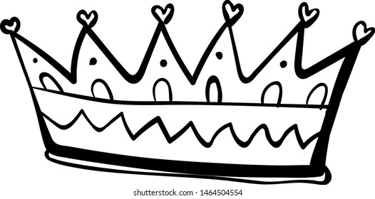 Dibujo de la corona, ilustración, vector sobre fondo blanco.