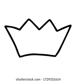 A crown drawn in the Doodle style.Outline drawing by hand.Black and white image.Monochrome.Vector illustration