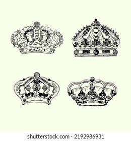 Vector dibujado por la corona en blanco y negro