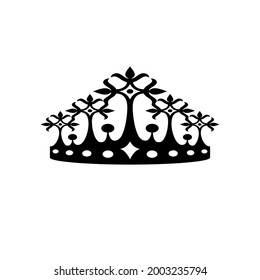 Crown of earl vector illustration. Black isolated silhouette on white background