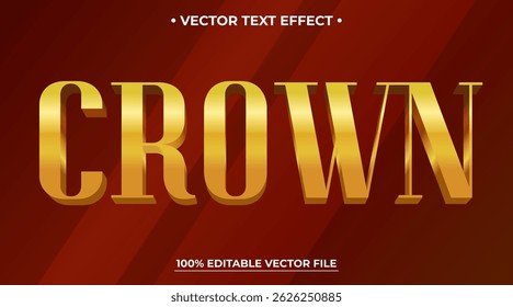Crown Editable luxury 3d gold text effect Elegant font style for logotype, title or heading text