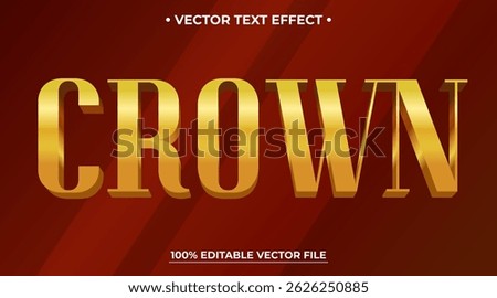 Crown Editable luxury 3d gold text effect Elegant font style for logotype, title or heading text
