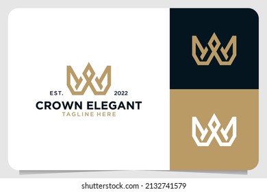 kronenelegant mit Monogramm-Buchstaben-W-Logo-Design