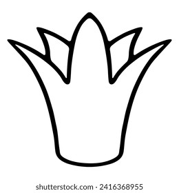The crown is elongated. Sketch. Precious headdress with sharp ends. Attribute of a royal person. Vector illustration. Doodle style. Outline on isolated background. Coloring book for children. 