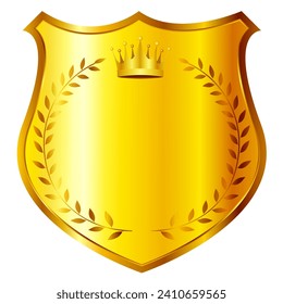 crown emblem gold laurel icon