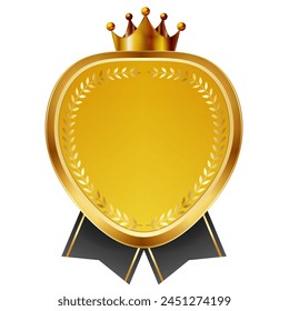 crown emblem gold ribbon icon