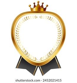 crown emblem gold ribbon icon